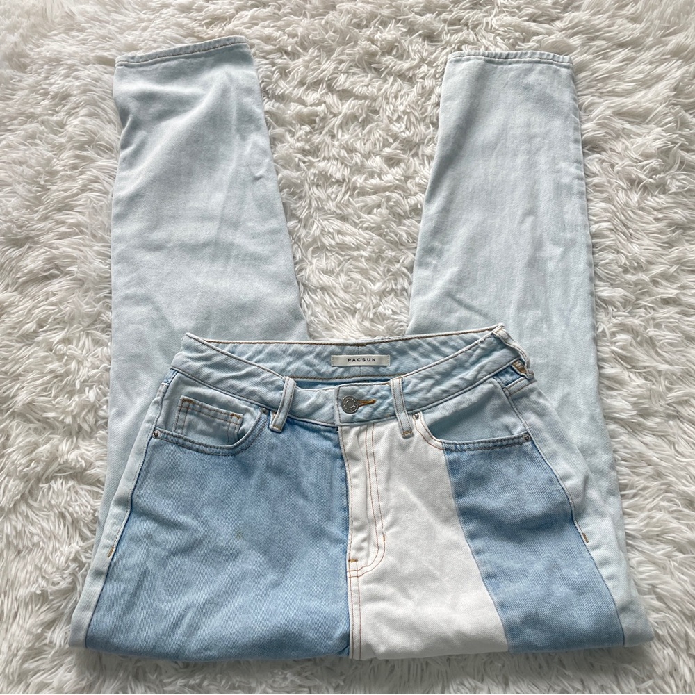 PacSun Two-Toned Denim High Rise Mom Jeans